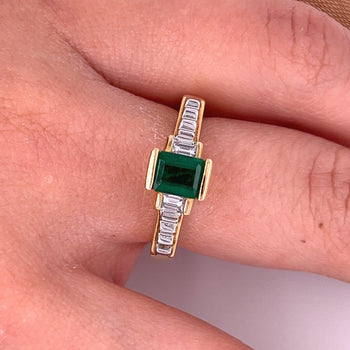 Bague de fiançailles Art déco en émeraude colombienne en or 18 k – Assay Jewelers