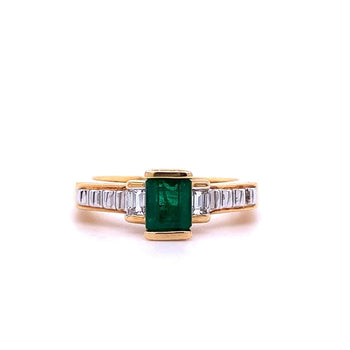 Art déco, bague de fiançailles colombienne en émeraude, or 18k – Assay Jewelers