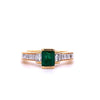 Bague de fiançailles Art Déco en émeraude colombienne en or 18k