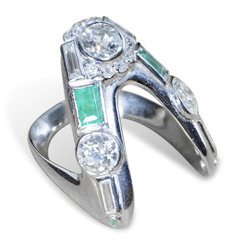 Bague antique Art déco en palladium, émeraude et diamant – Assay Jewelers