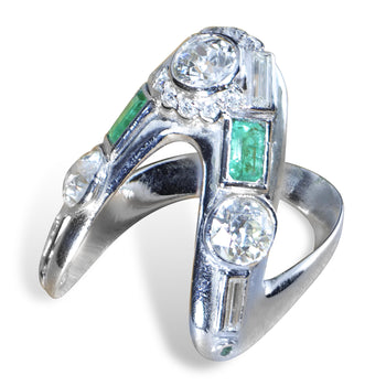 Bague antique Art déco en palladium, émeraude et diamant – Assay Jewelers
