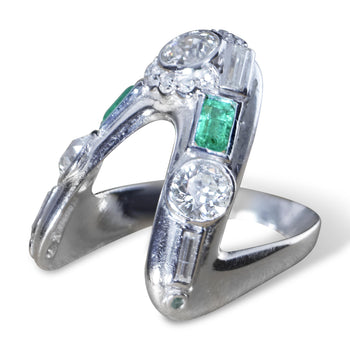 Bague antique Art déco en palladium, émeraude et diamant – Assay Jewelers