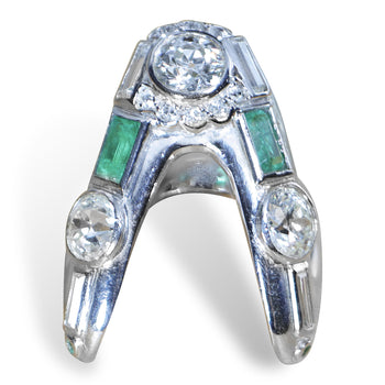 Bague antique Art déco en palladium, émeraude et diamant – Assay Jewelers