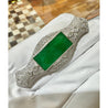 Art Deco Jadeite and Diamond Brooch Pin 18K White Gold