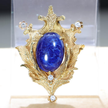 Broche Pendentif Art déco en lapis-lazuli et diamant, or jaune 18K – Assay Jewelers
