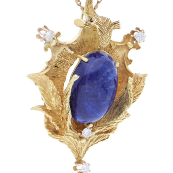 Broche Pendentif Art déco en lapis-lazuli et diamant, or jaune 18K – Assay Jewelers