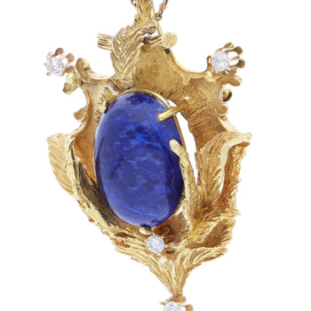 Broche Pendentif Art déco en lapis-lazuli et diamant, or jaune 18K – Assay Jewelers