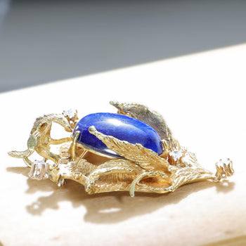 Broche Pendentif Art déco en lapis-lazuli et diamant, or jaune 18K – Assay Jewelers
