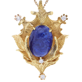 Broche Pendentif Art déco en lapis-lazuli et diamant, or jaune 18K – Assay Jewelers