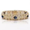 Art Deco Style 12 Carat Cabochon Sapphire & Diamond 18K Gold Bracelet