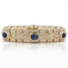 Art Deco Style 12 Carat Cabochon Sapphire & Diamond 18K Gold Bracelet