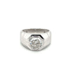 Bezel Set Solitaire 3 Carat Octagon CVD Lab Grown Diamond Mens Ring In Platinum