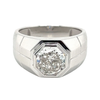 Bague Solitaire Sertie Clos 3 Carats Octogone Diamant CVD de Laboratoire pour Homme en Platine