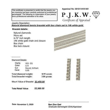 Box Chain Natural Diamond Tennis Bracelet in 14k white gold – Assay Jewelers