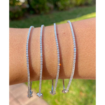 Box Chain Natural Diamond Tennis Bracelet in 18k white gold – Assay Jewelers
