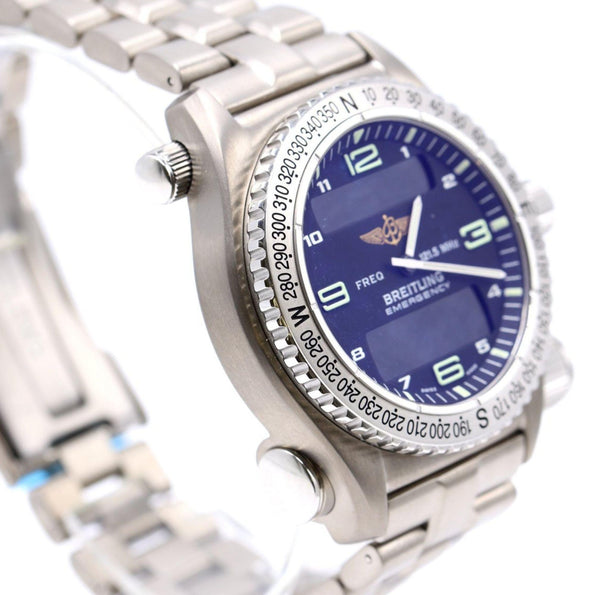 Breitling Emergency E56321 Titanium Black Dial Quartz Transmitter Watch Full Set