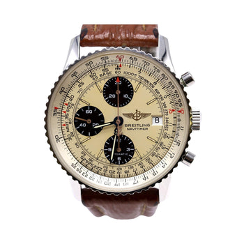 Breitling Old Navitimer A13022 Stainless Steel Champagne Dial Chronograph Watch – Assay Jewelers