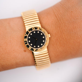 Bvlgari Tubogas BB23 18K Yellow Gold Diamond Dial 26mm Ladies Watch Full Set – Assay Jewelers