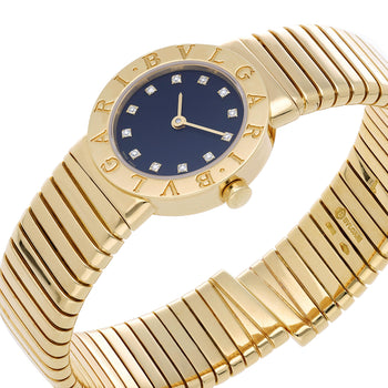 Bvlgari Tubogas BB23 18K Yellow Gold Diamond Dial 26mm Ladies Watch Full Set – Assay Jewelers