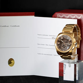 Cartier Calibre de Cartier W7100040 Chocolate Dial 18K Rose Gold Watch Full Set – Assay Jewelers
