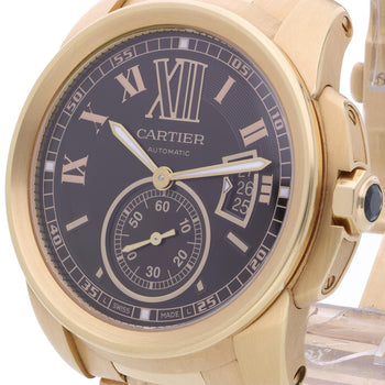 Cartier Calibre de Cartier W7100040 Chocolate Dial 18K Rose Gold Watch Full Set – Assay Jewelers