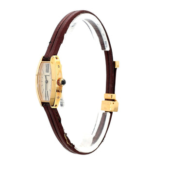 Cartier Mini Tonneau Lanieres 2592 18K Rose Gold Burgundy Strap Quartz Watch – Assay Jewelers