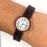 Cartier Paris 18K Gold and Leather 28MM Manual Wind Baguette Ruby and Diamond Watch