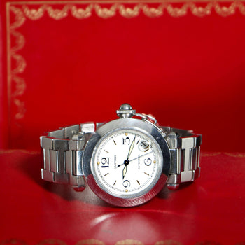 Cartier Pasha C W31015M7 35mm White Dial Steel Automatic Watch Full Set – Assay Jewelers