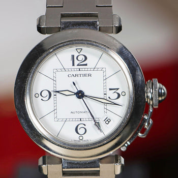 Cartier Pasha C W31074M7 35mm Steel White Arabic Dial Automatic Full Set Watch – Assay Jewelers