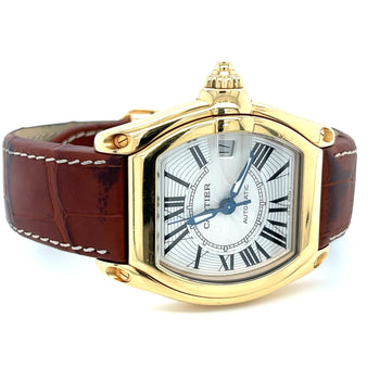 Cartier Roadster Ref. 2524 Men's Tonneau Large Size 18K Gold Watch in Leather with Box and Papers – Assay Jewelers