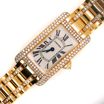 Cartier Tank 1710 Américaine Diamond Bezel Quartz 18K Gold Watch – Assay Jewelers