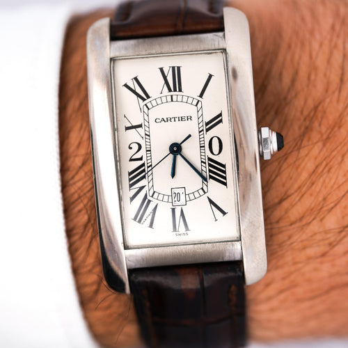 Cartier Tank Americaine 1741 White Gold Automatic Watch 20-year Service Edition
