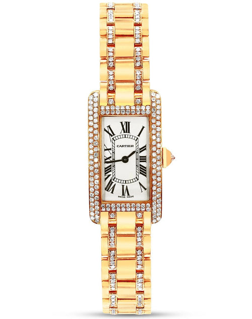 Cartier Tank Américaine Diamond Bezel Quartz 18K Gold Watch