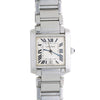 Cartier Tank Francaise 2302 Large Steel Guilloche Roman Dial Blue Hands Watch