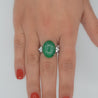 Certified 15 Carat Jadeite Jade A Fei Cui and Diamond Split Platinum Ring