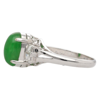 Certified 2.69 Carat Oval Bright Green Untreated A Jadeite Jade Platinum Ring – Assay Jewelers