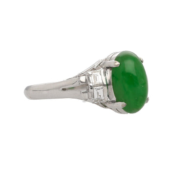 Certified 2.69 Carat Oval Bright Green Untreated A Jadeite Jade Platinum Ring – Assay Jewelers