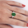 Certified 4.17 Carat Untreated Jadeite Jade and Baguette Diamond Platinum Ring