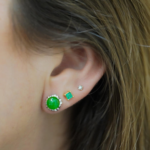 Certified Jadeite Jade A Platinum Stud Earrings