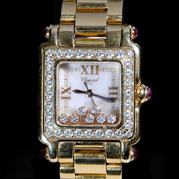 Chopard Happy Sport 27/6851-21/11 Diamond and Ruby 18K Rose Gold Full Set Watch – Assay Jewelers