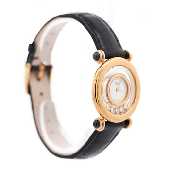 Chopard Happy Sport 4116 18K Gold Five Diamond Quartz On Blue Leather Watch – Assay Jewelers