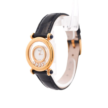Chopard Happy Sport 4116 18K Gold Five Diamond Quartz On Blue Leather Watch – Assay Jewelers