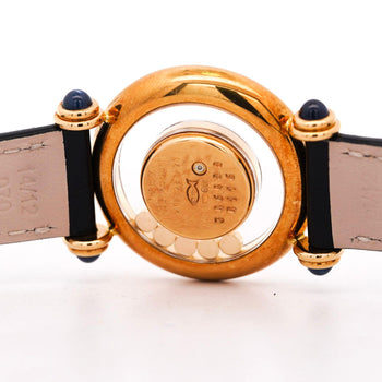 Chopard Happy Sport 4116 18K Gold Five Diamond Quartz On Blue Leather Watch – Assay Jewelers