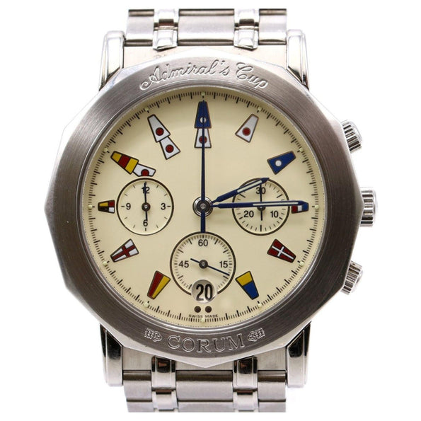 Corum Admirals Cup Stainless Steel Cream Dial Chronograph 39mm Automatic Watch