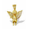 Diamond 10K Gold Cherub Angel Rosary Pendant