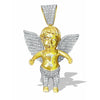 Diamond 10K Gold Cherub Angel Rosary Pendant