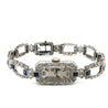 Diamond and Blue Sapphire Eterna Art Deco Watch in Platinum