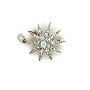 Dreicer & Co. Old Euro Cut Diamond Star Shaped Pendant or Pin in 18Kt Gold and Platinum – Assay Jewelers