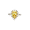 EGL Certified 1.05 Carat Fancy Vivid Yellow Diamond Pear Shape Ring