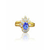 Floraler Blauer Dominanter Tansanit-Ring in 14k Gelbgold und Diamant-Ring